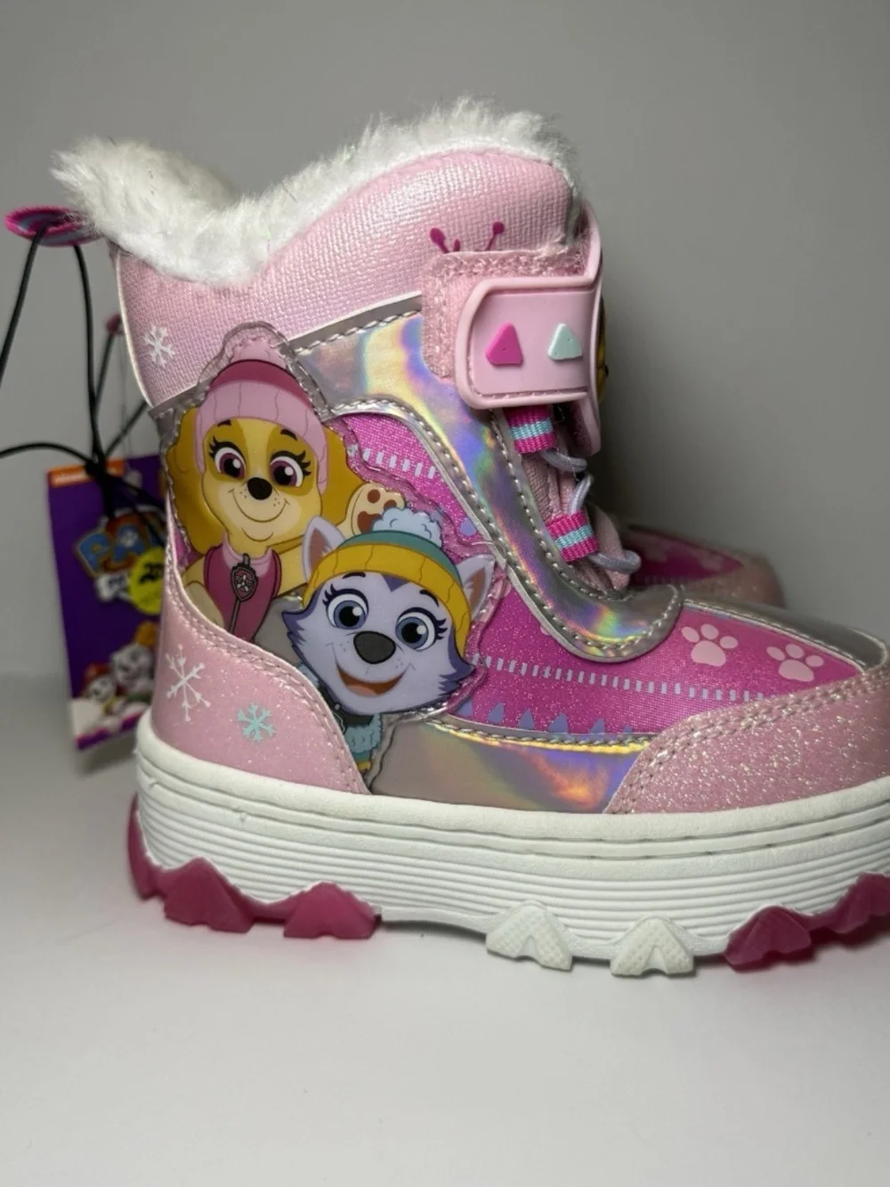 Girls Snowboots Paw Patrol Pink Dog Size 7 New with Tags Light Up Winter
